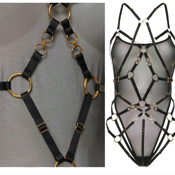 Bordelle Kleio Multi-style Harness Bodysuit In Black - Picture 2 of 8